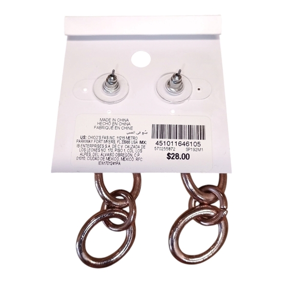 NWT White House Black Market Rose gold Link Earrings - Picture 2 of 3